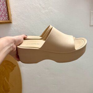 Cream platform sandals